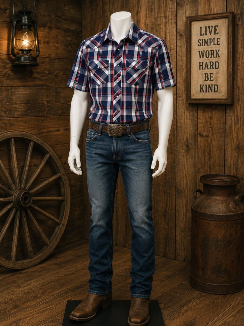 Gioberti Western Plaid Snap-Front Shirt | Size Small | Washed, Never Worn